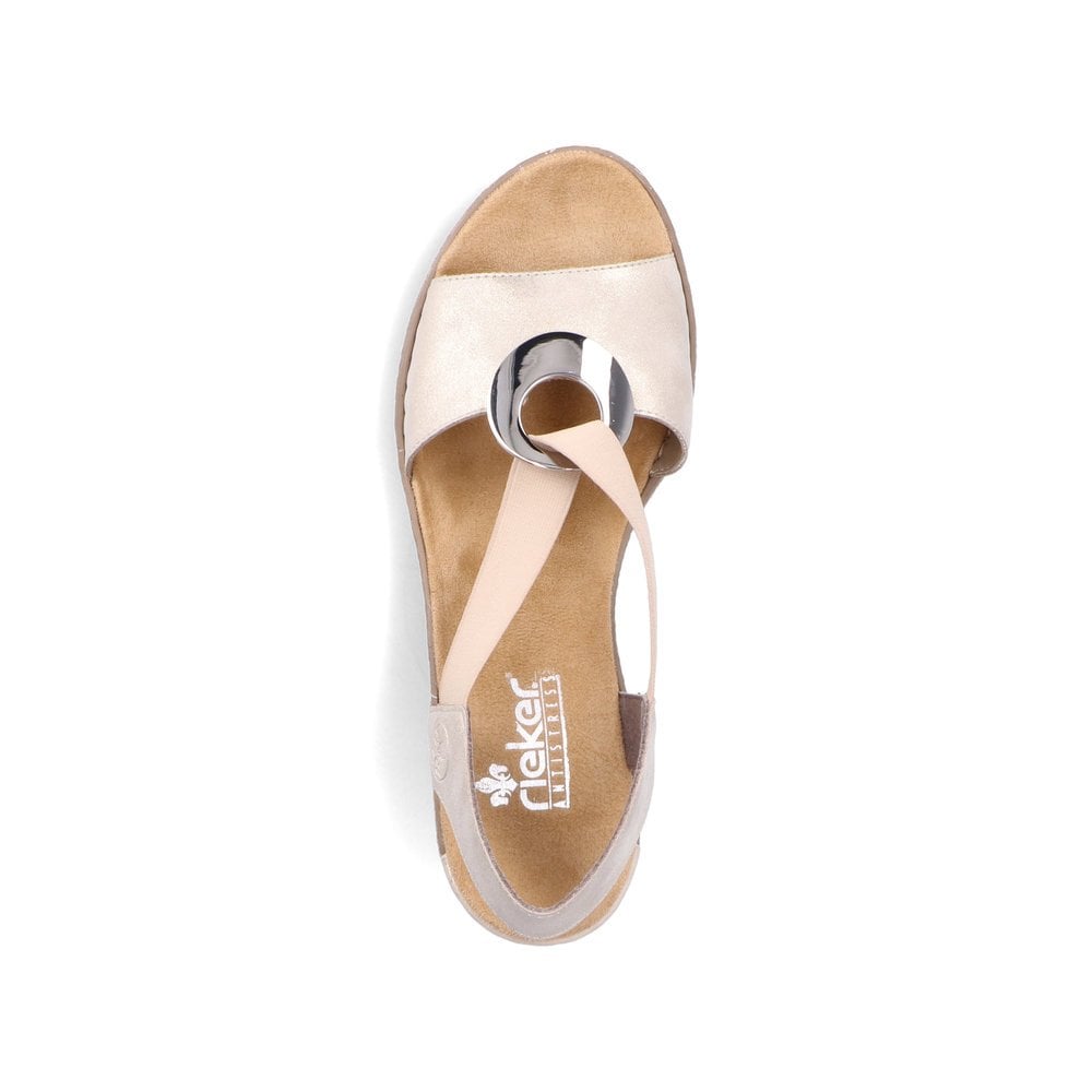 Sandales Compensées Rieker 624H6-60 Beige Femme | CQU-5919609