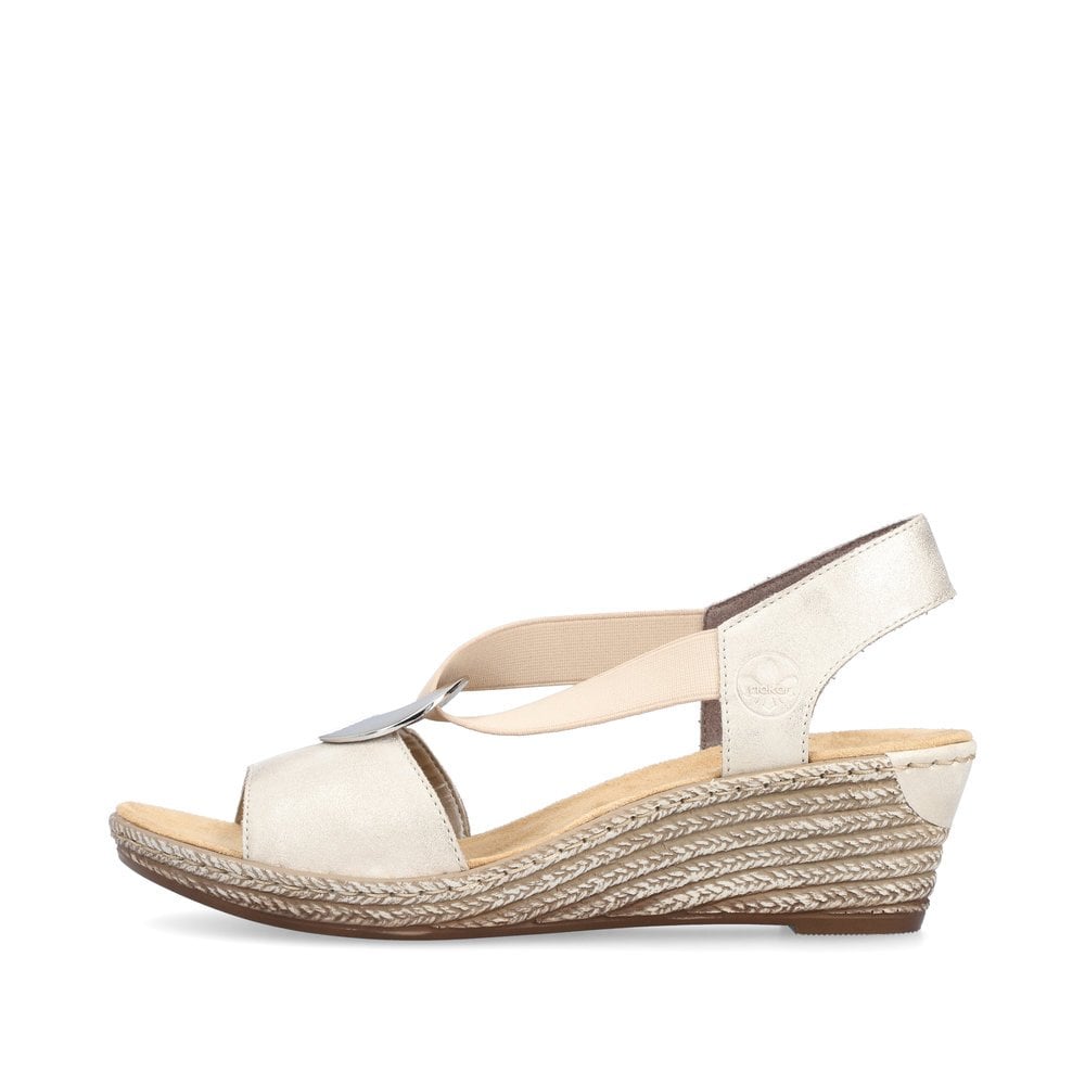 Sandales Compensées Rieker 624H6-60 Beige Femme | CQU-5919609